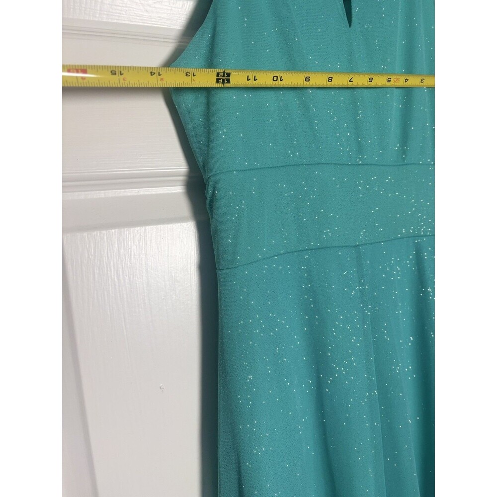 Sweet Storm Mint Green Glitter Maxi Dress Prom Formal Party Sleeveless SZ Large - Picture 13 of 16